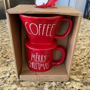 Rae Dunn coffee drip & Merry Christmas mug set